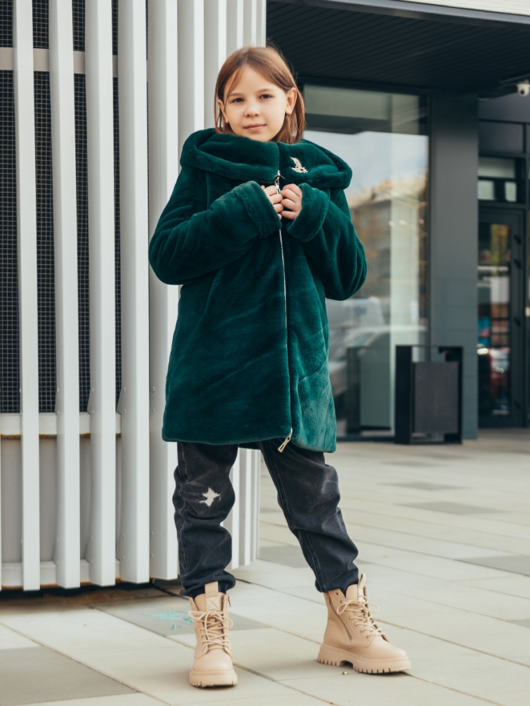 Шуба дитяча 3-011 смарагд