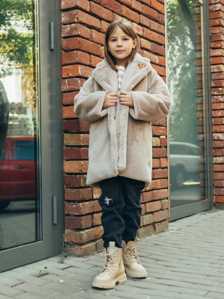 Дитяча шуба з еко хутра 3-401 перлина