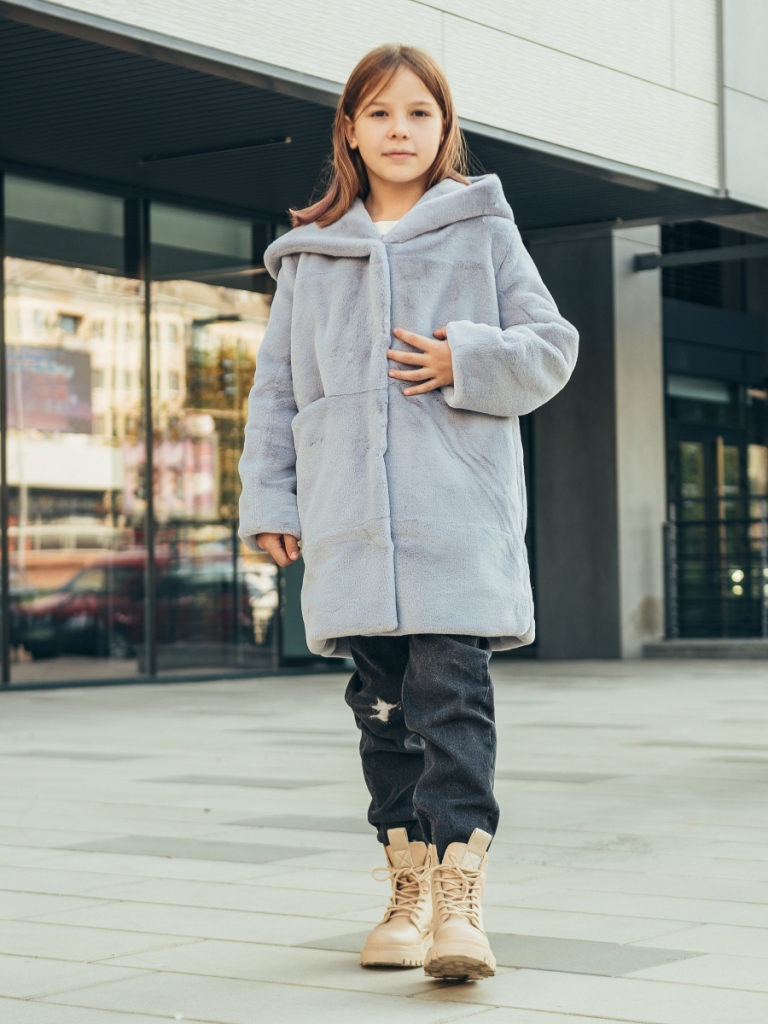 Дитяча еко шуба 3-441 сіра