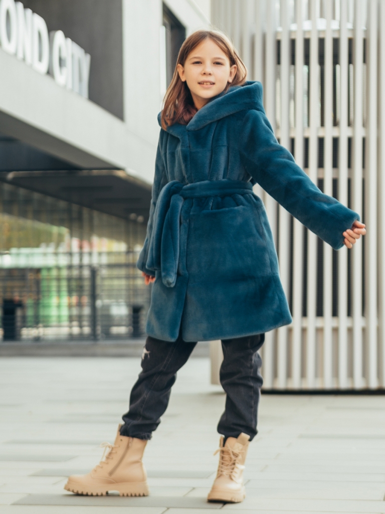 Дитяча еко шуба 3-441 морська хвиля