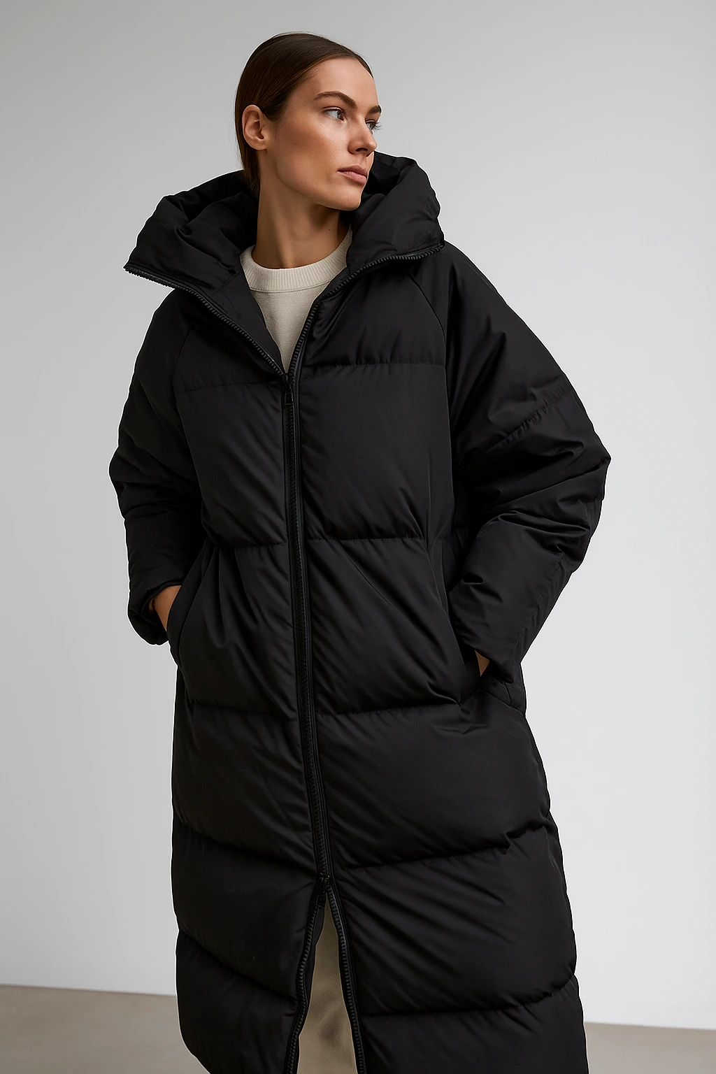 Куртка пуховик к-021 чорна