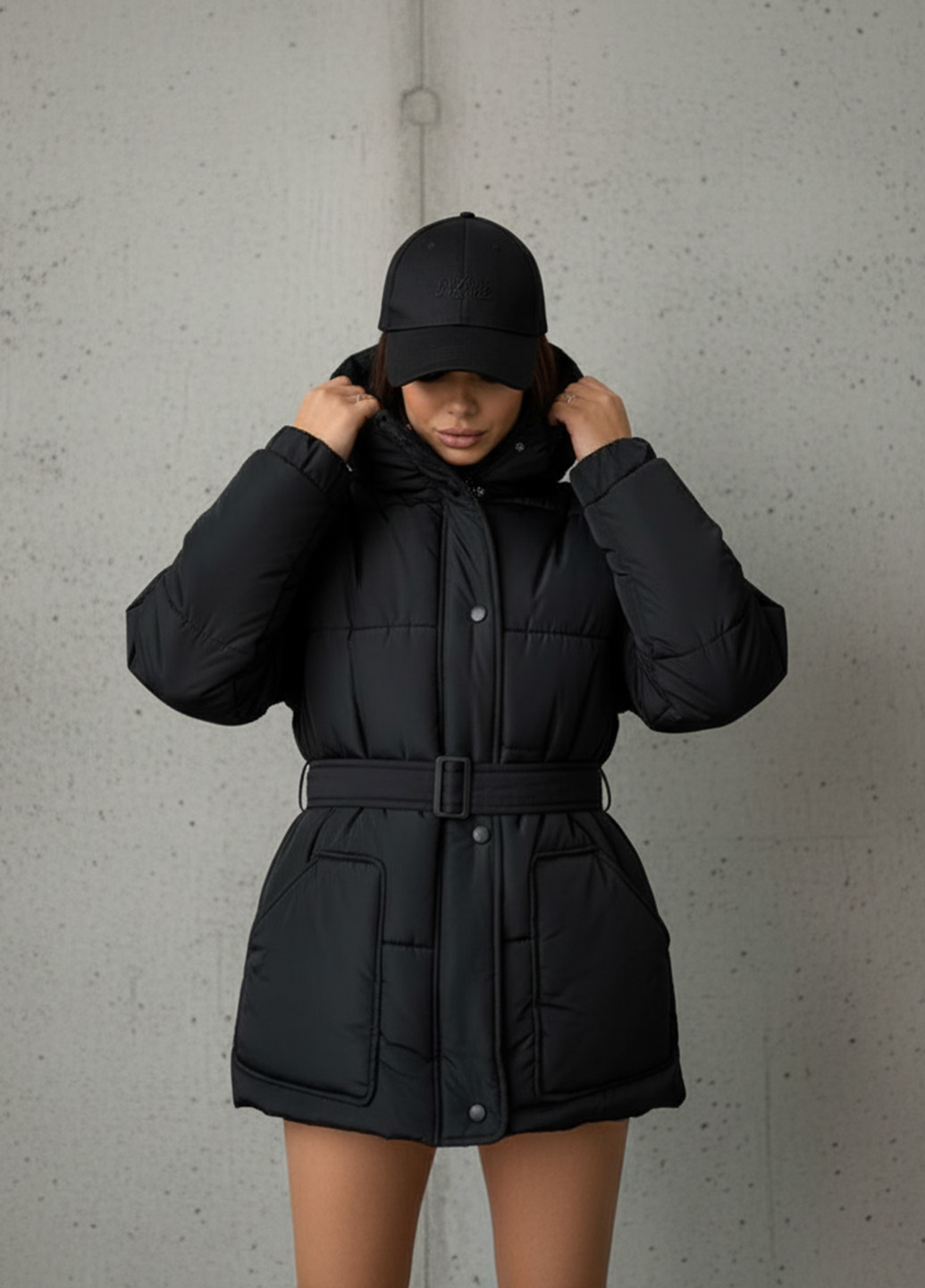 Куртка пуховик к-033 чорна