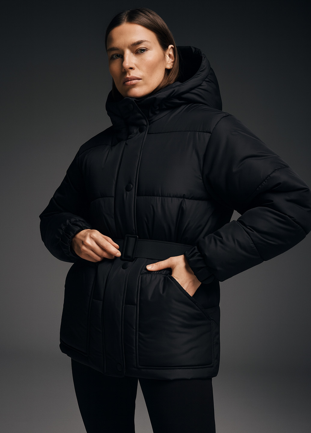 Куртка пуховик к-034 чорна