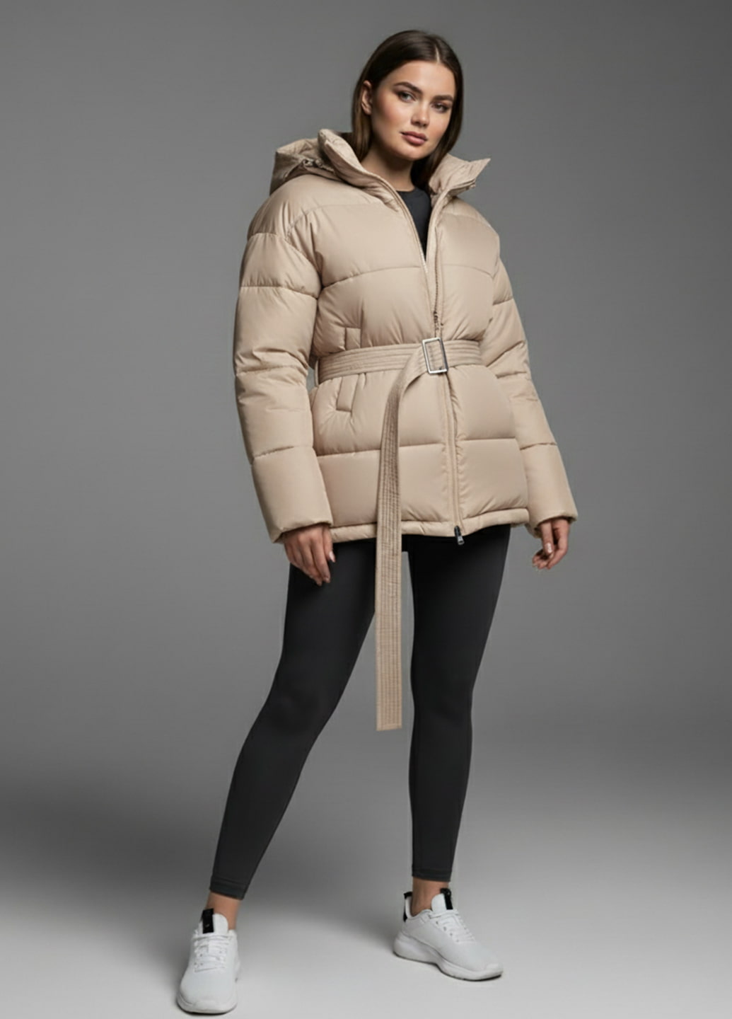 Куртка з капюшоном к-049 бежева 44